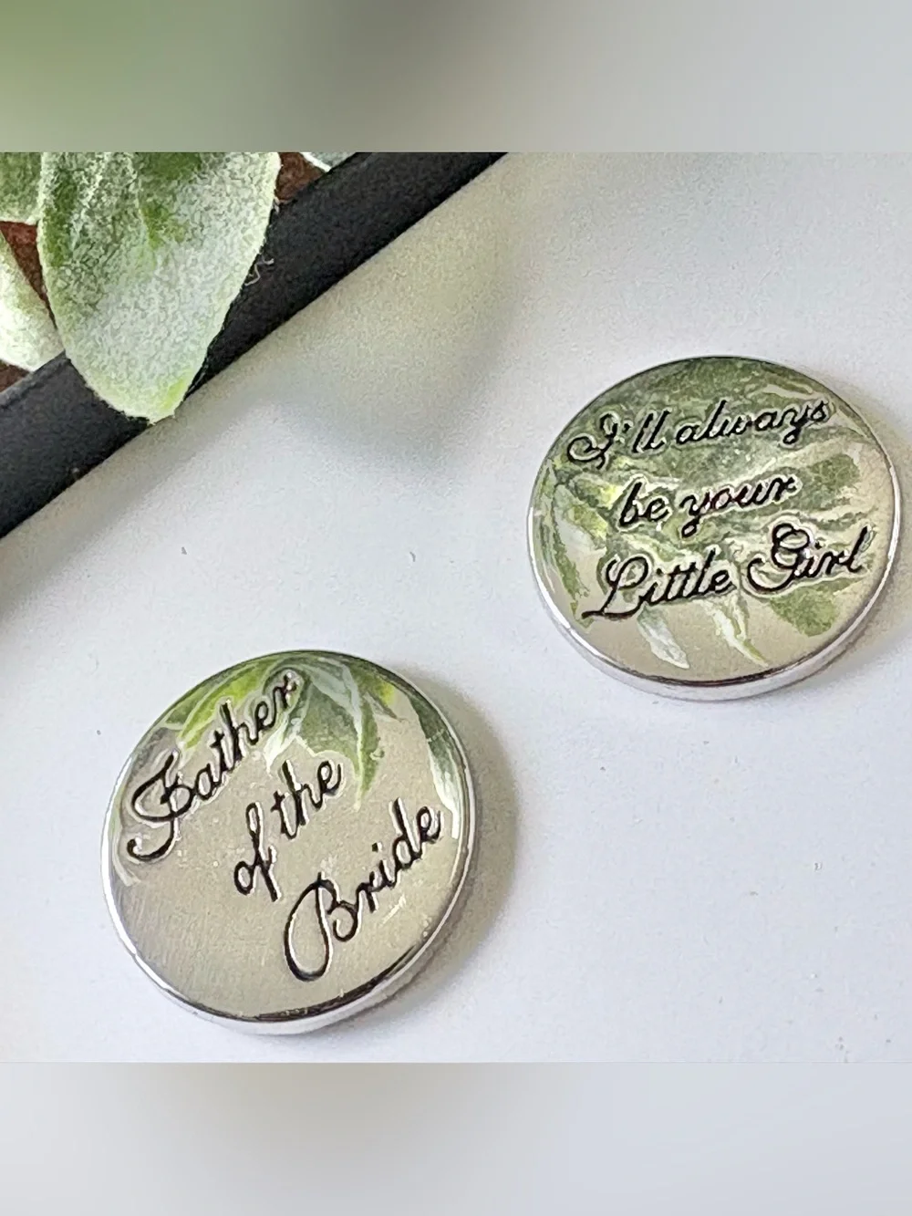 Silver 'Father of the Bride' and 'I'll Always Be Your Little Girl' Cufflinks